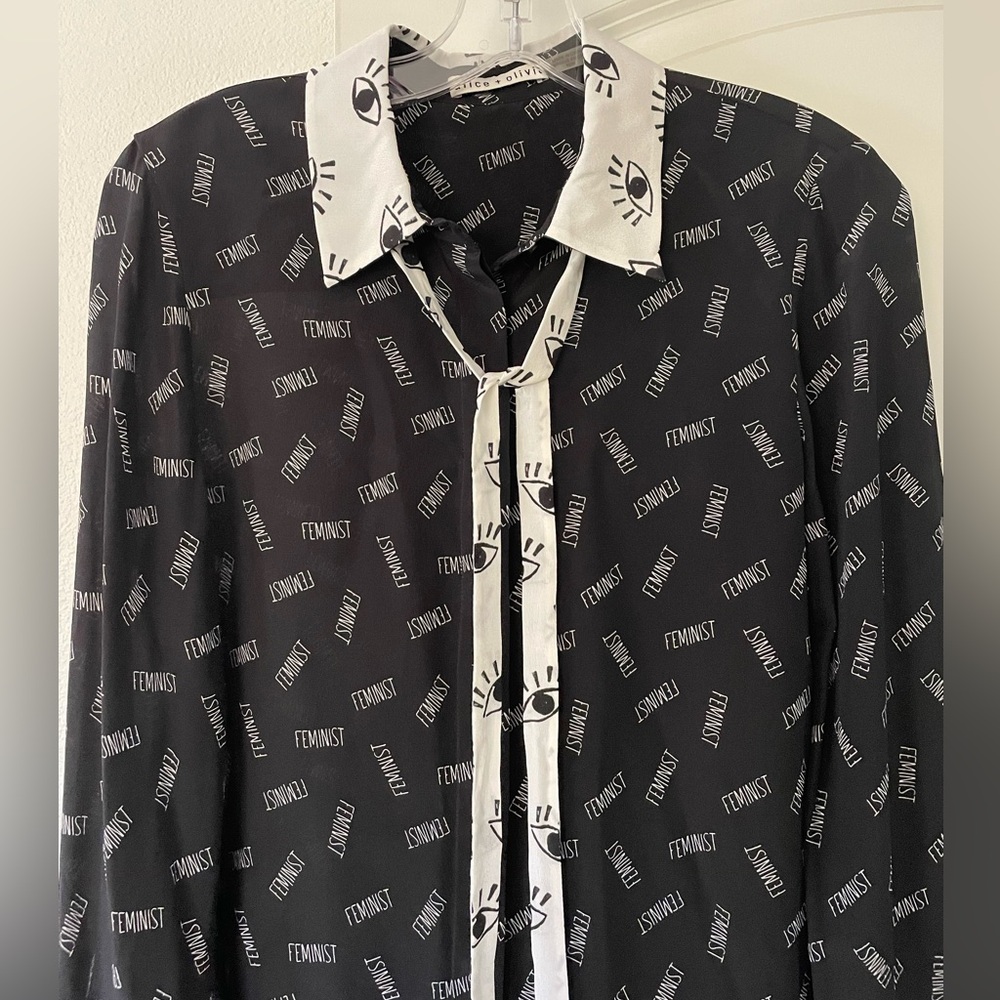 Alice + Olivia black collared long sleeve